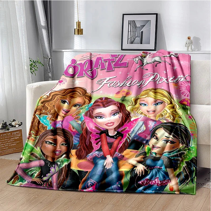 Bratz Cartoon Flannel Throw