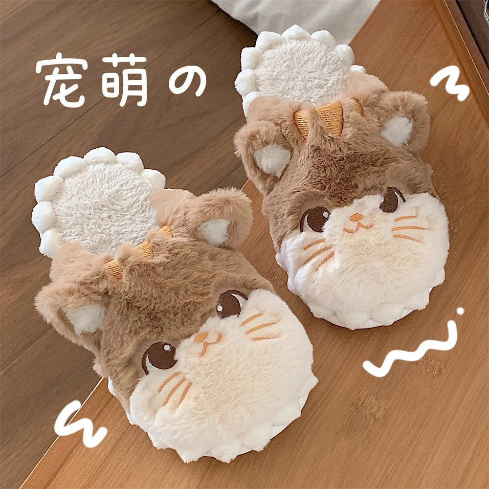 Korean Cat Plush Slippers