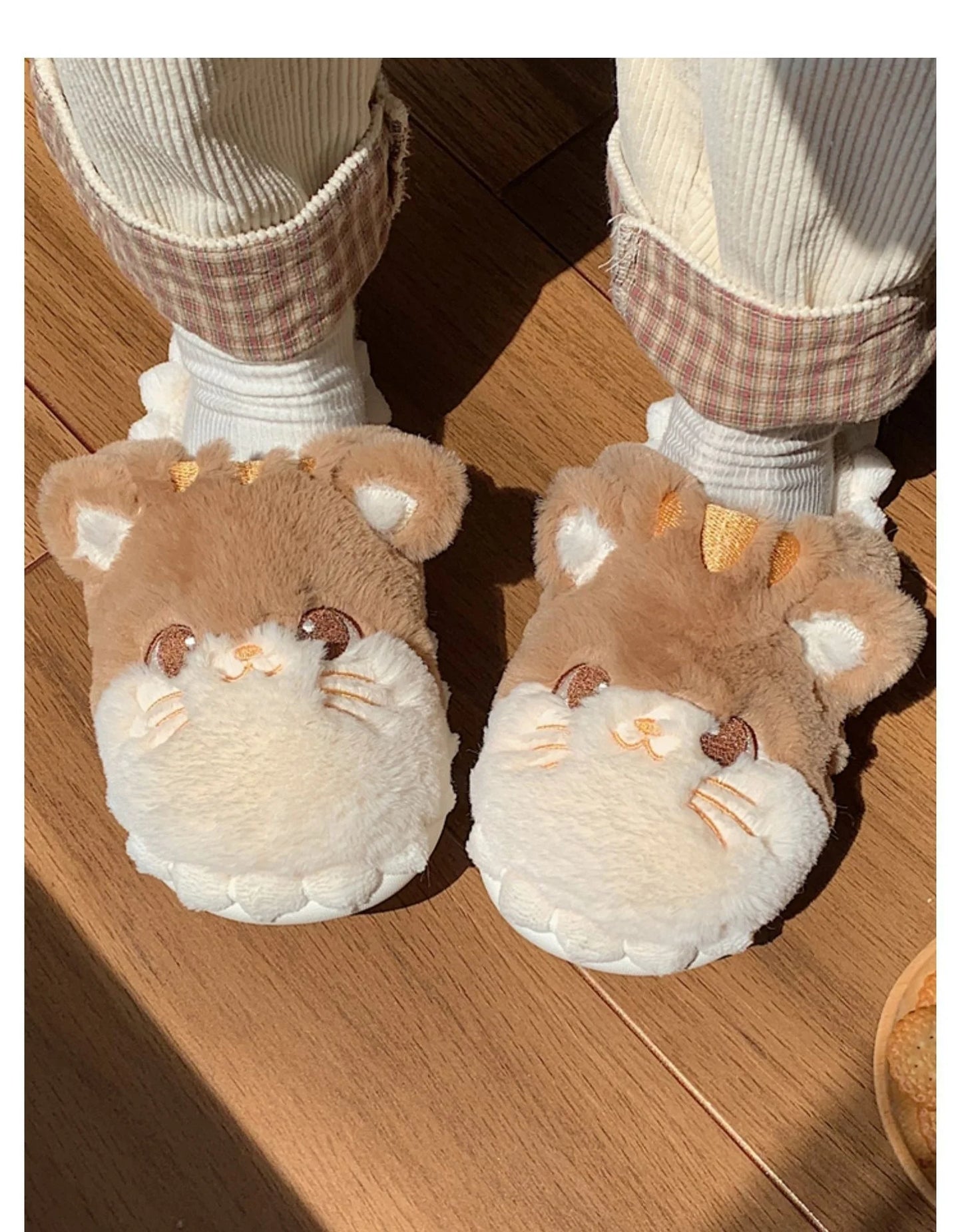 Korean Cat Plush Slippers