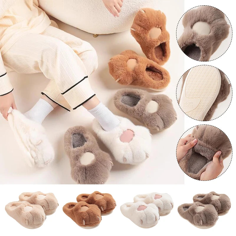 Cat Paw Plush Slippers