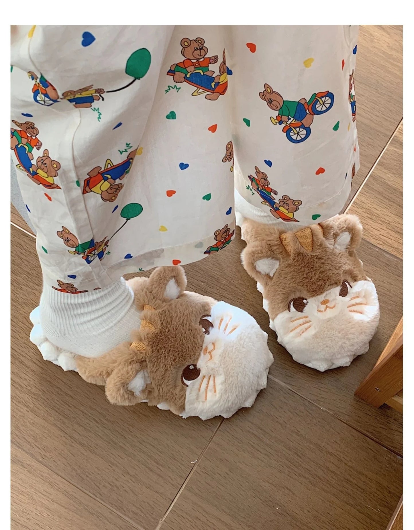 Korean Cat Plush Slippers