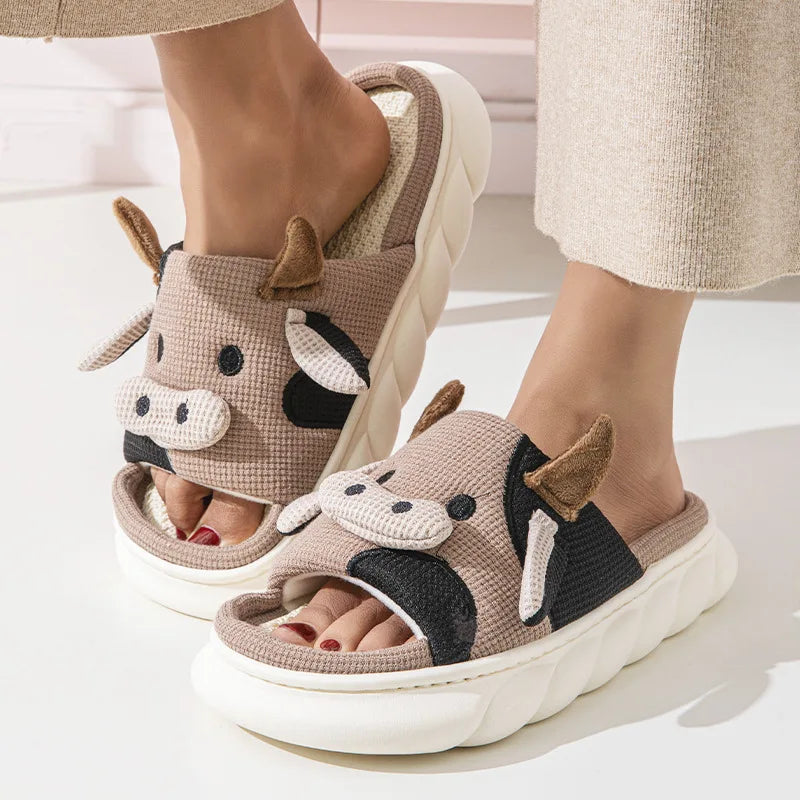 Milk Cow Furry Slippers