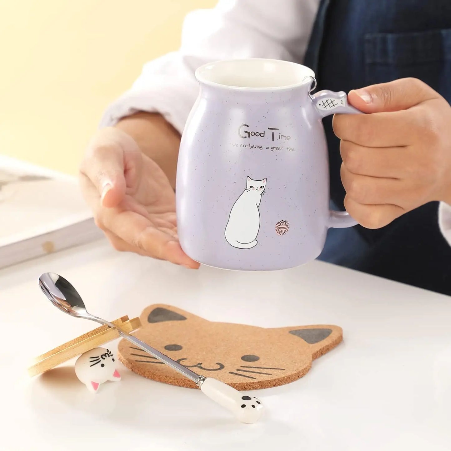 Cat Lid Ceramic Mug