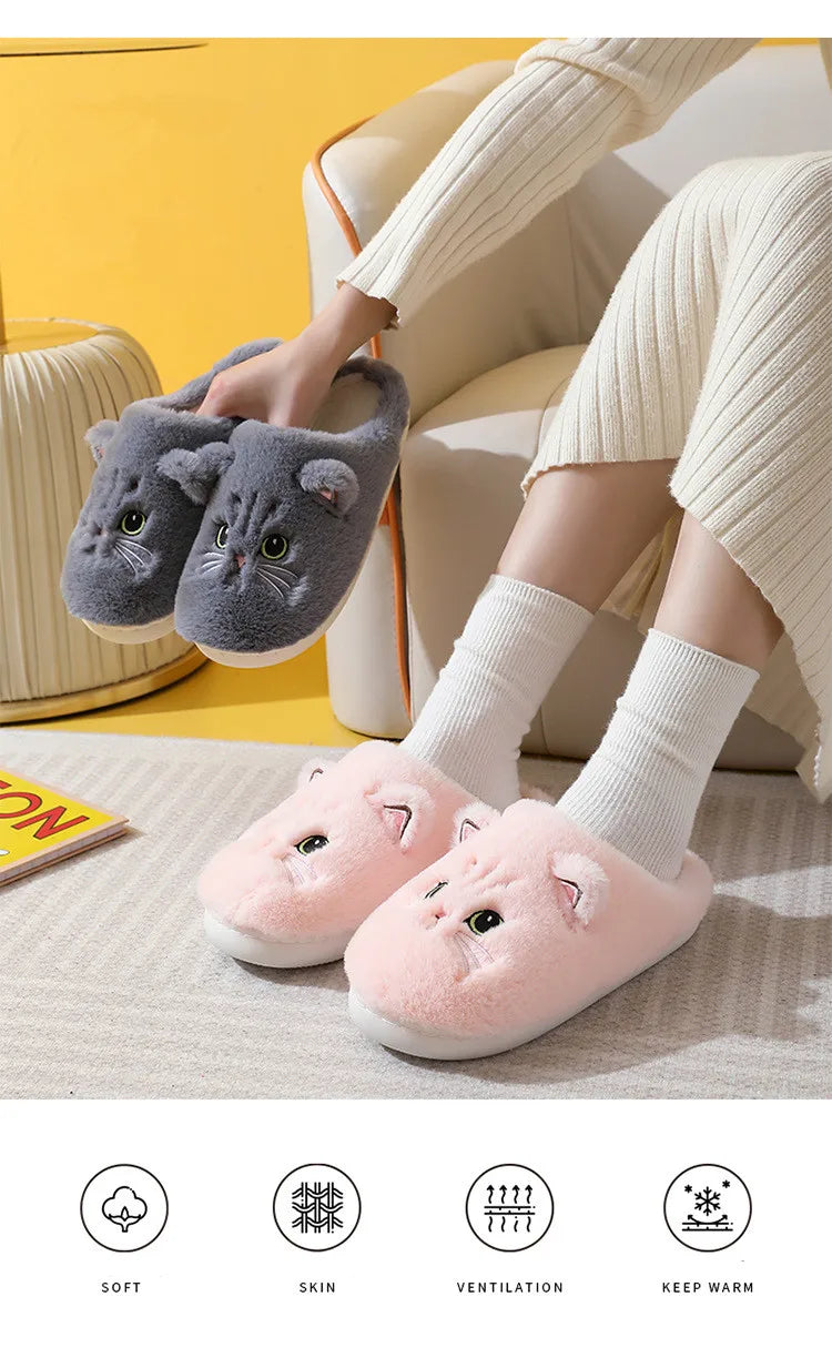 Cat Plush Winter Slippers