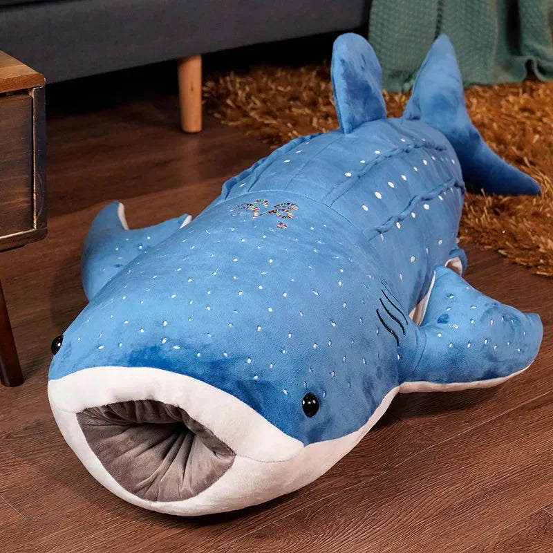 Giant Blue Shark Plush Pillow