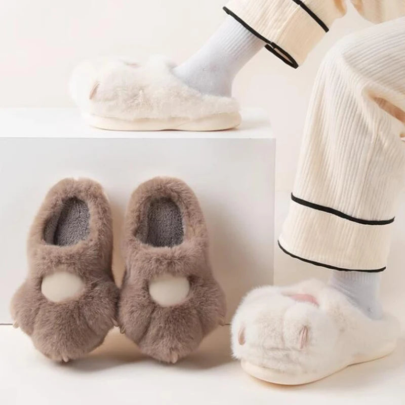 Cat Paw Plush Slippers