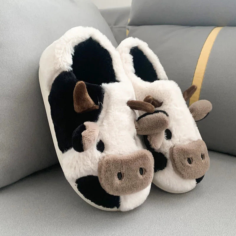 Milk Cow Furry Slippers