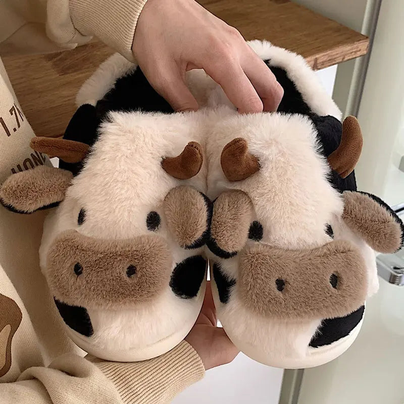 Milk Cow Furry Slippers