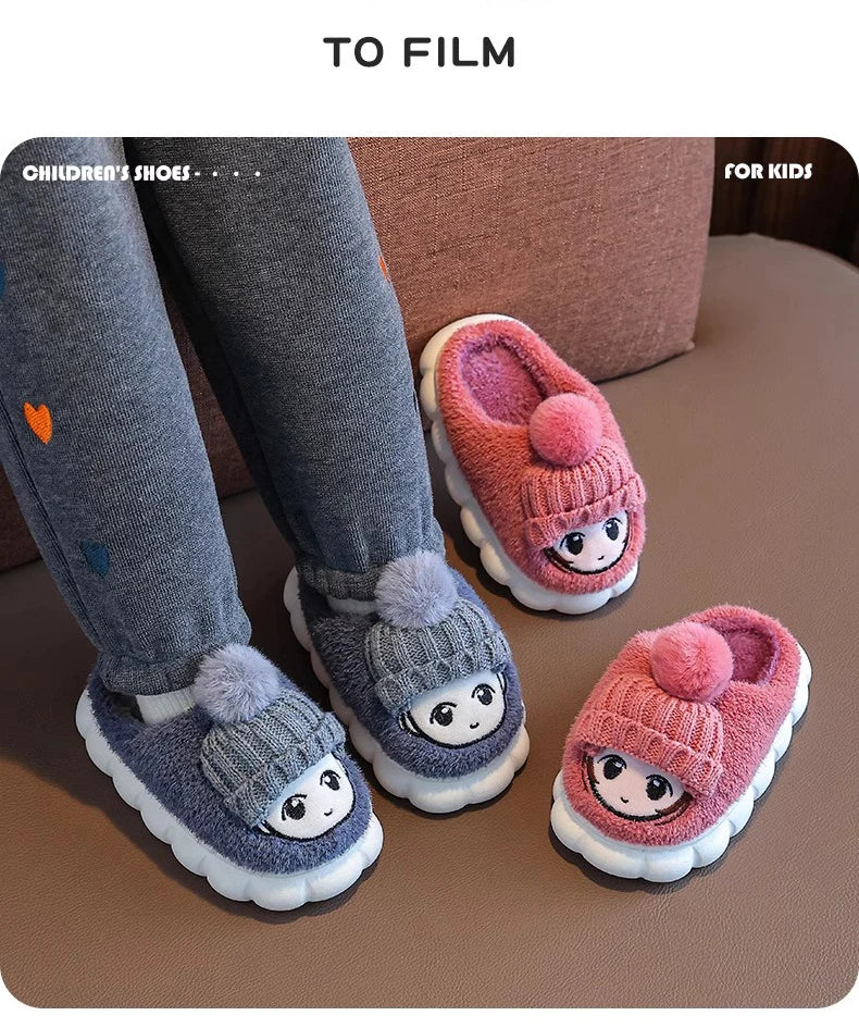 Girls Cotton Plush Slippers