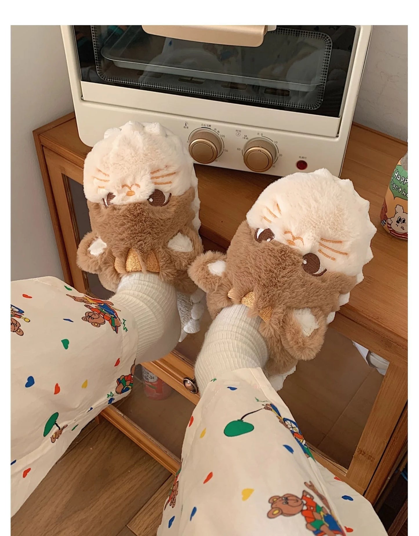 Korean Cat Plush Slippers