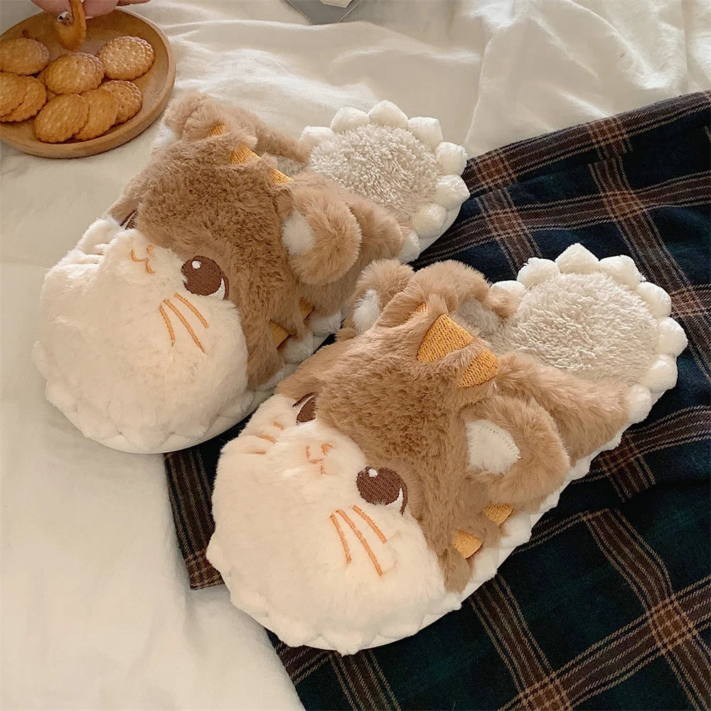 Korean Cat Plush Slippers