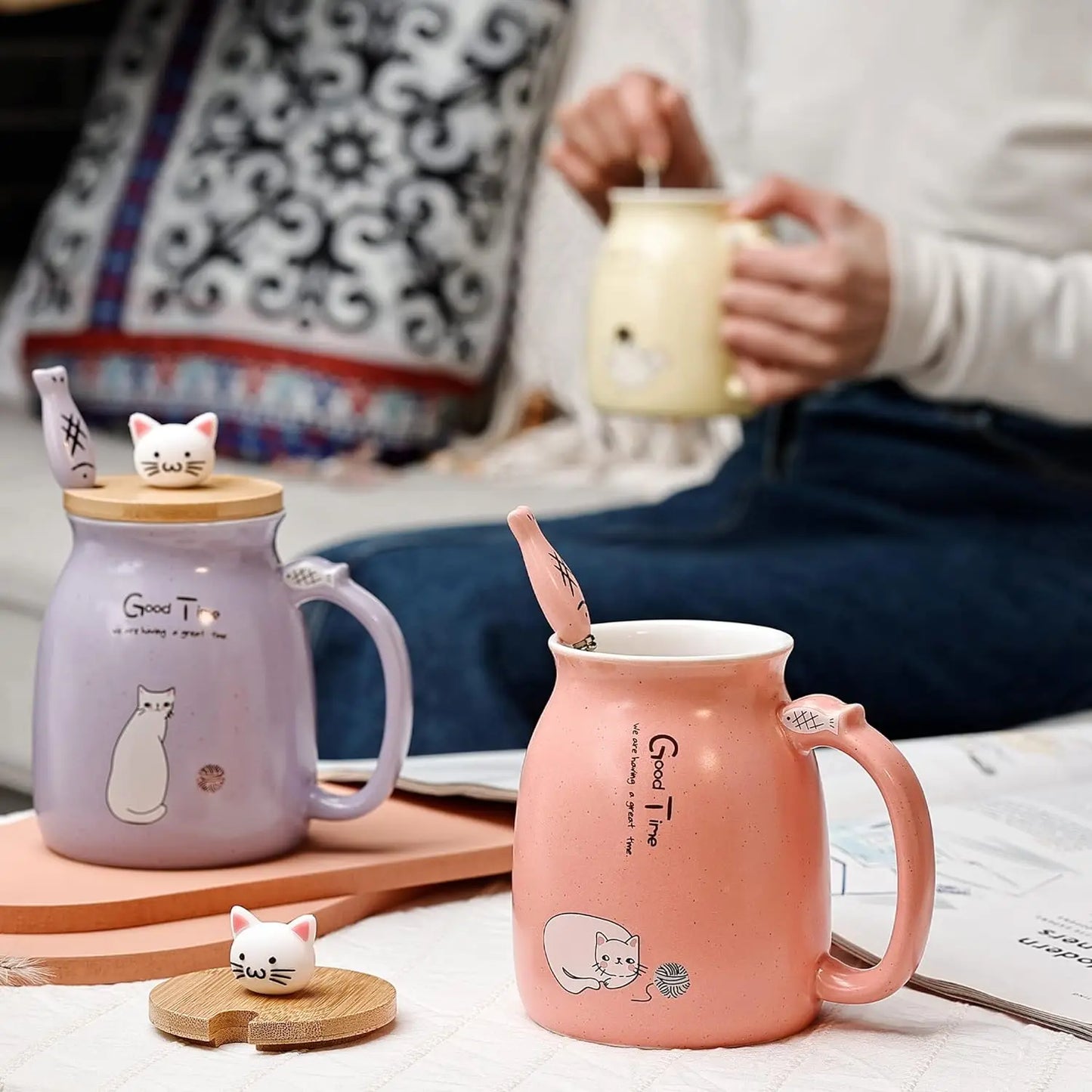 Cat Lid Ceramic Mug