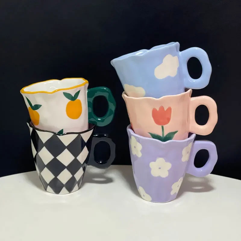 Hand Painted Flower Mug