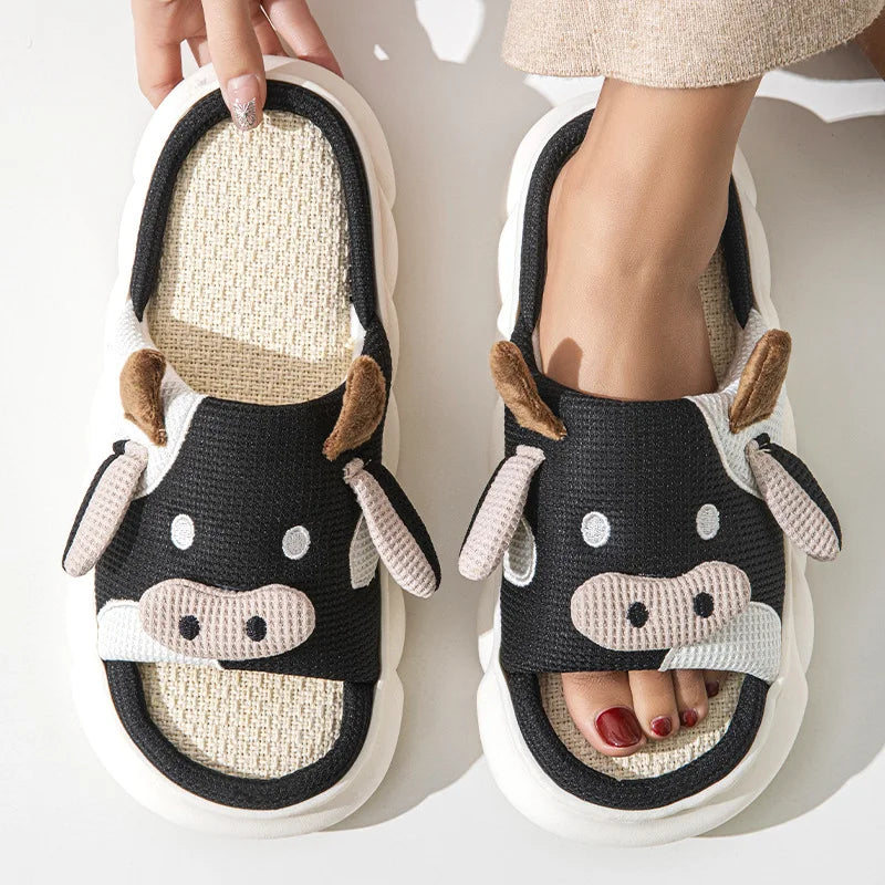 Milk Cow Furry Slippers