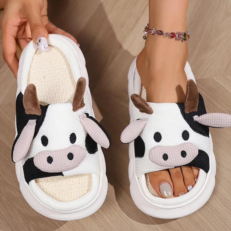 Milk Cow Furry Slippers